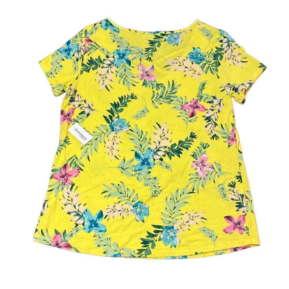 NEW Westport Yellow Floral Short Sleeve Top Size Large